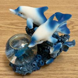 Vintage Swimming Dolphins Snow Globe / Aquatic Figurine