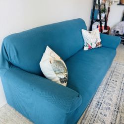 (Must go ASAP) Comfortable Leather Sofa In Good Condition - With Sofa Cover 