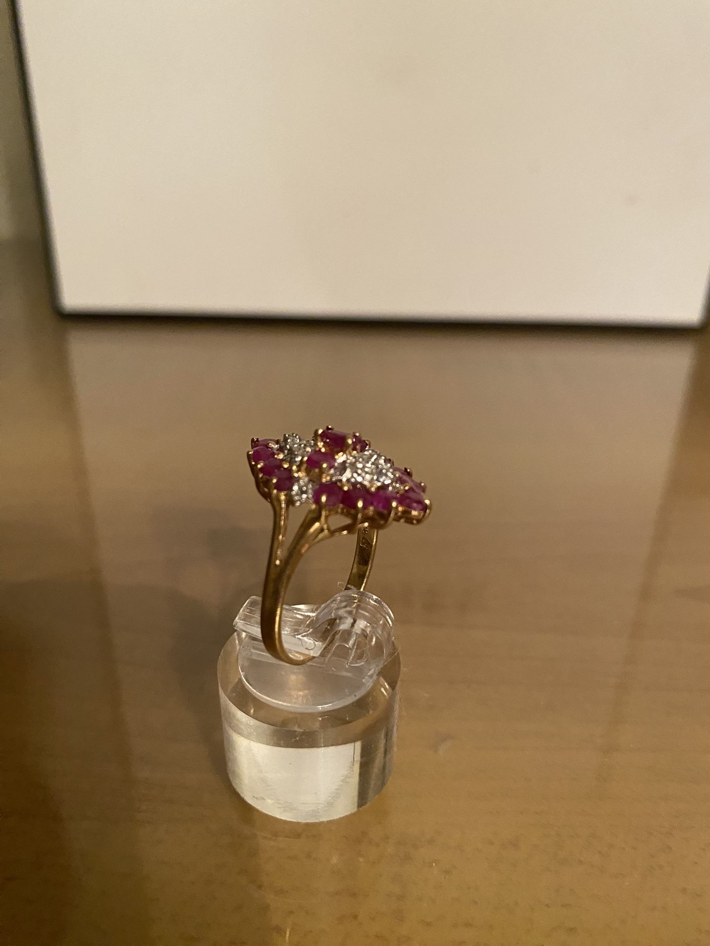 Size 7 1/2 Genuine Ruby, And Diamond Ring