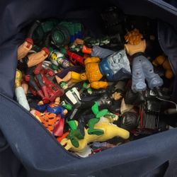Large Bag of Random Action Figures & Toys – Superheroes, WWE, More