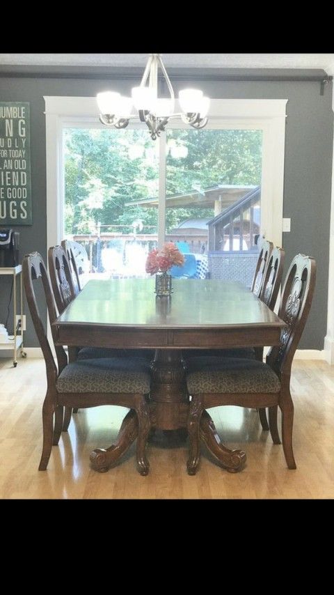 Wood wooden kitchen dinner dining room table + chairs