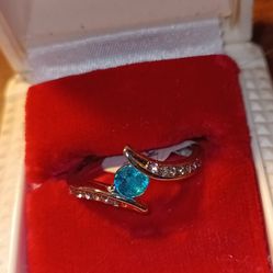 Sky Blue  On 925 Band Ring