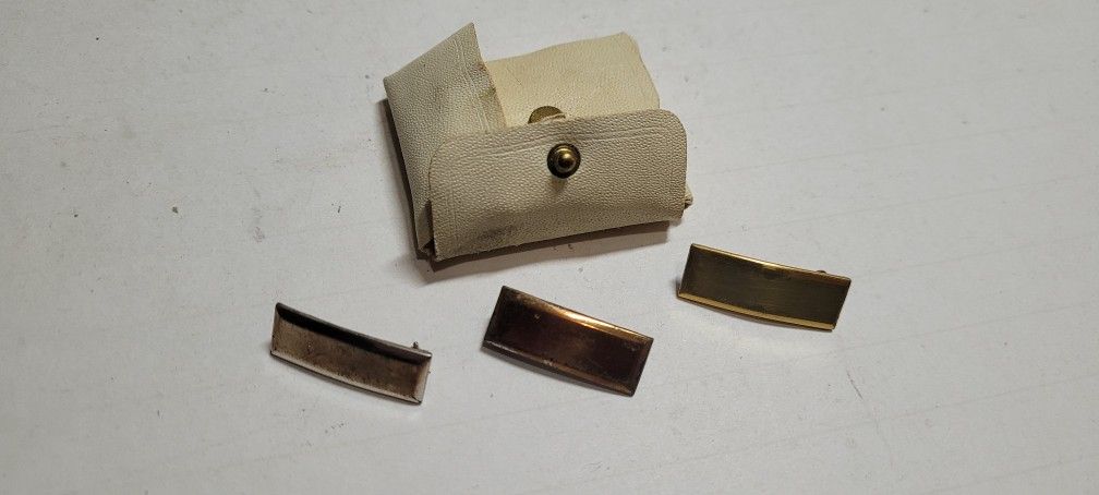 Lot of 3 vintage military bar lapel pins gold toned