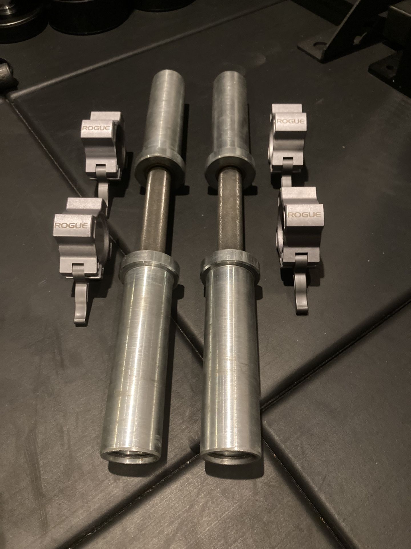 Pair Of Rogue DB-15 Loadable Dumbbells With Rogue OSO Aluminum