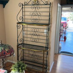 Bakers Rack With Brass Accents 