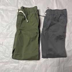 TWO PAIRS OF CAT AND JACK BOYS SIZE 18 STRAIGHT FIT WOVEN PULL UP PANTS 