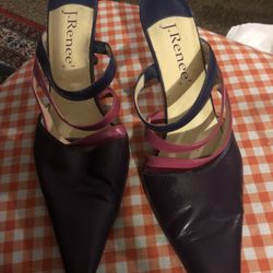 J. Renee Womens Leather Open Back Heeled Shoes