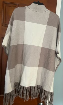 Christian Siriano -Plaid Fringe Poncho Wrap