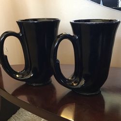 Vintage Indiana Glass Tiara Black Horn Mugs 