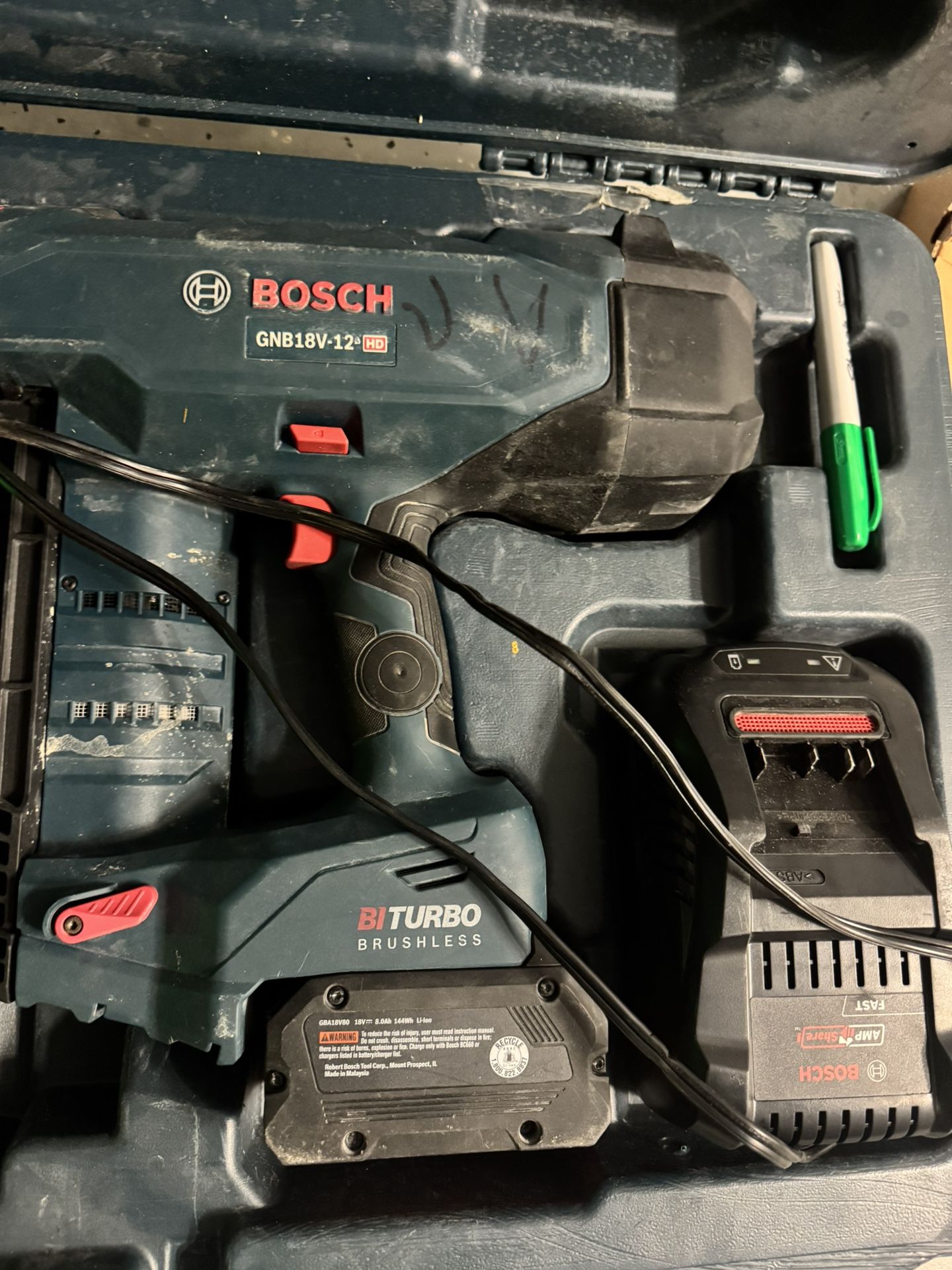 2 Bosch PROFACTOR 18V Concrete Nailer comes with 2 batteries 1 charger and 6 boxes of nails