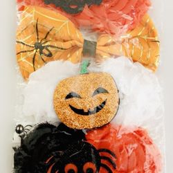 Baby Girl Halloween Headband Hair Accessories Headwear 4 Pack, Jack O Lanterns