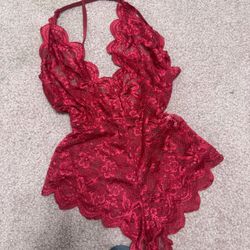 New Small Red Lace Bodysuit Lingerie 