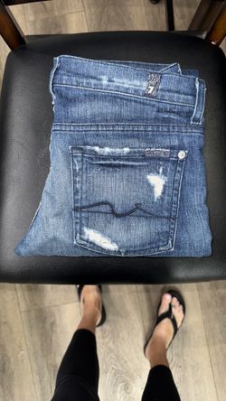 7 For All Mankind "Roxanne" Distressed Blue Jeans