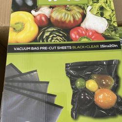 NatureVac 15"x20" Vacuum Seal Storage Bag 50pc (BLACK/CLEAR)