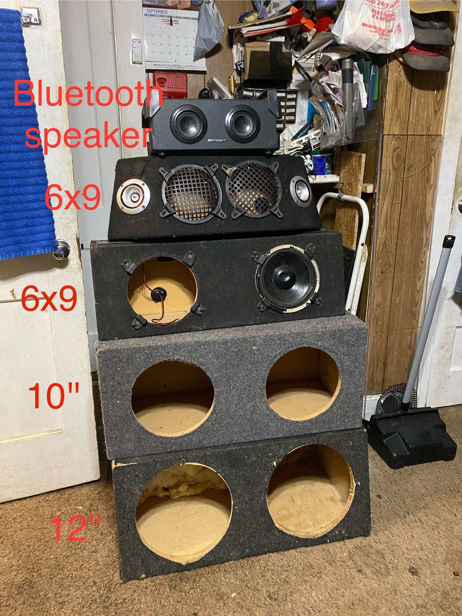 sub's speakers and one Bluetooth speaker 