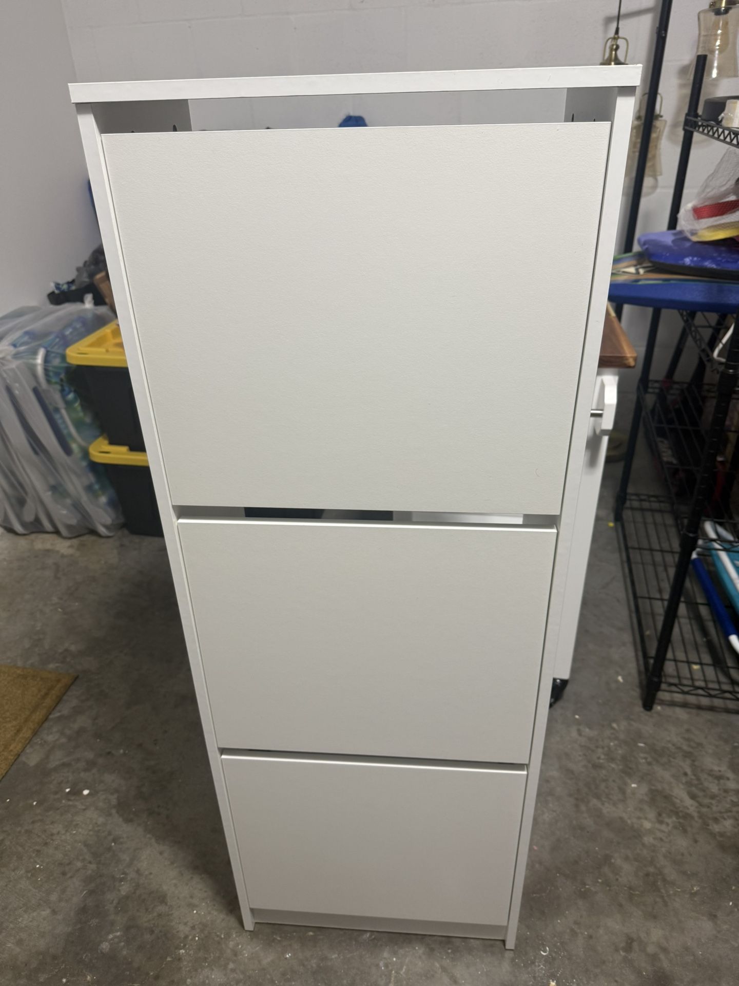Shoes cabinet with 3 compartments, white, 19 1/4x11x53 1/8