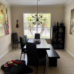 Dining Table w/Bench Seat and 5 Reclining Chairs