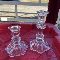 Vintage Crystal Glass Candlestick 