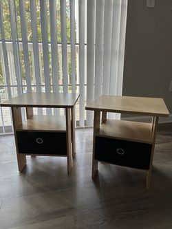 Pair of Nightstands with Storage Bins