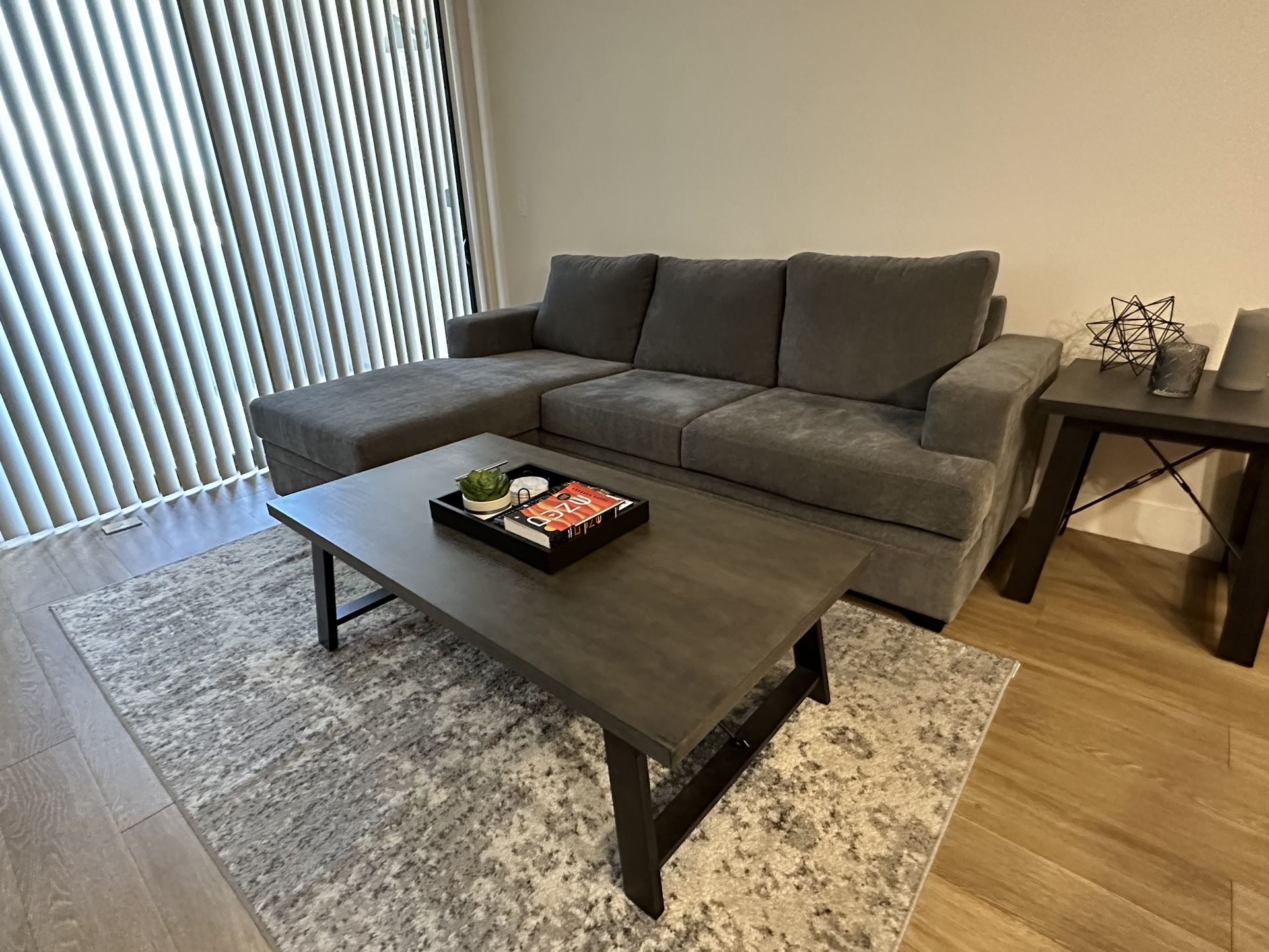 その他 Sofa With Table For sale Living Spaces 97 Inch Sofa With A Reversible Chaise for Sale in