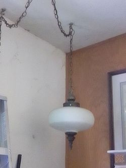 Thomas Kinkade And Vintage Hanging Light Picture