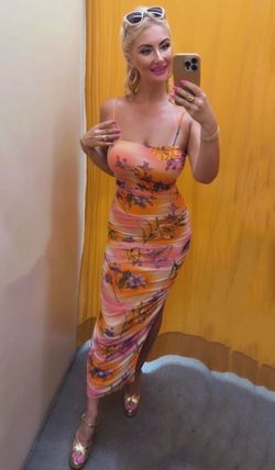 Flower mesh midi dress