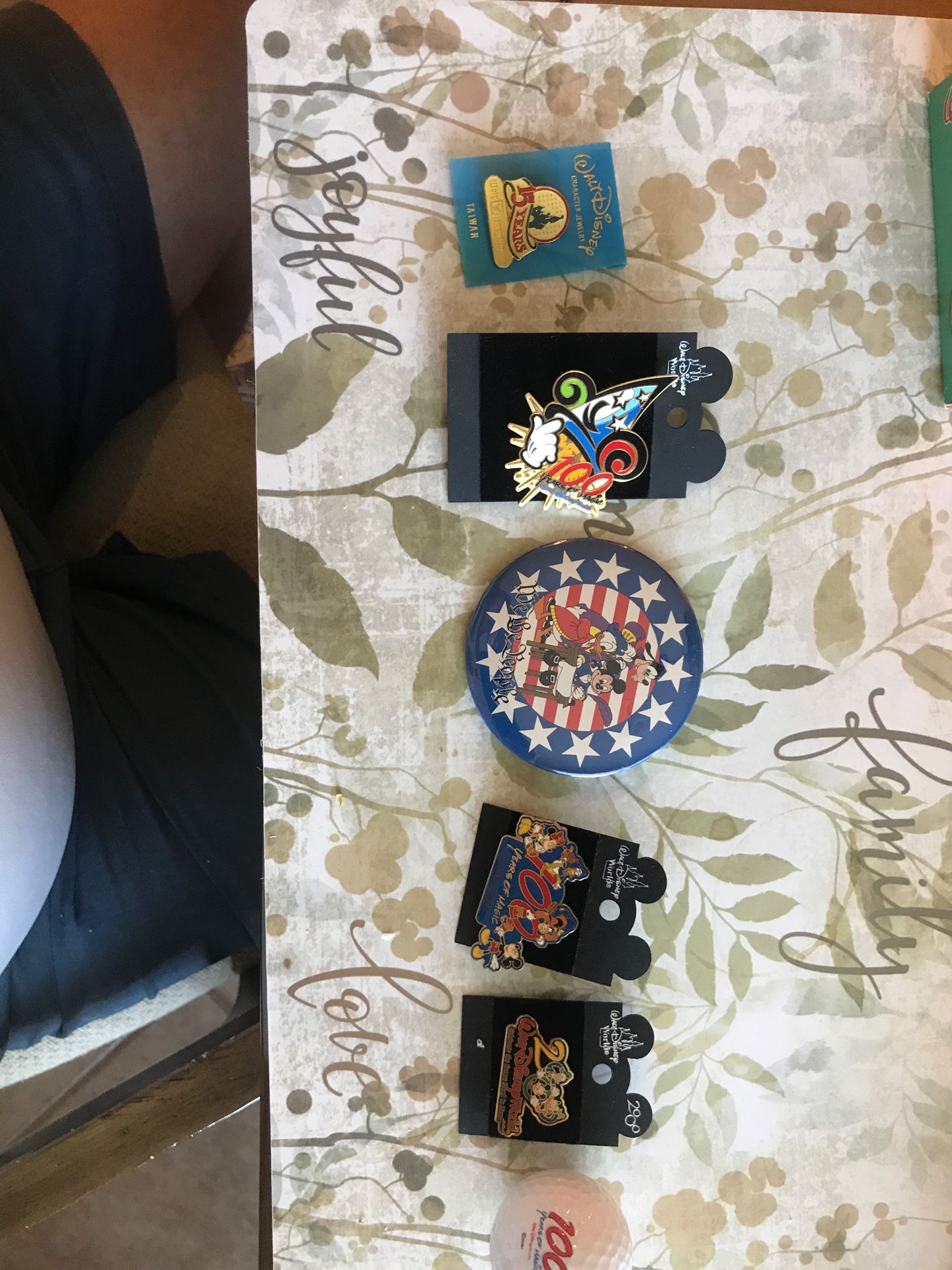 Assorted Disney Pins, button, Golf Ball
