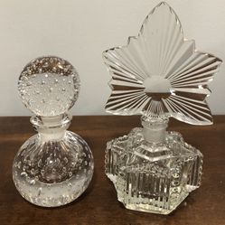 Vintage Crystal Perfume Decanters  Lot Of 2