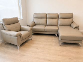 Orren Ellis Gray leather living room set