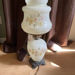 Vintage Hurricane Lamp - Floral Pattern