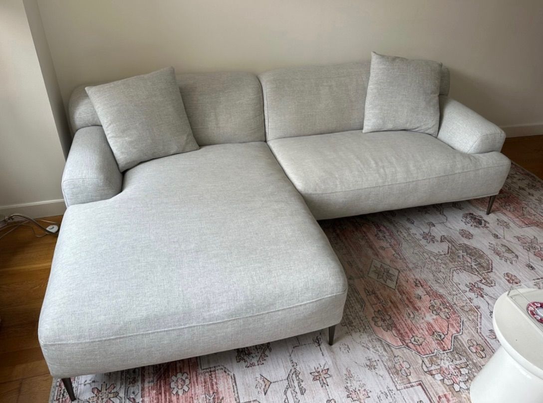 Quartz White Article Abisko Modern Sectional Sofa with Left Facing Chaise