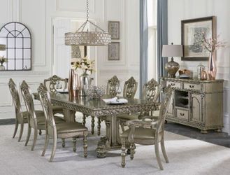 Brand New Old European Styling Dining Table w/Platinum Gold finish