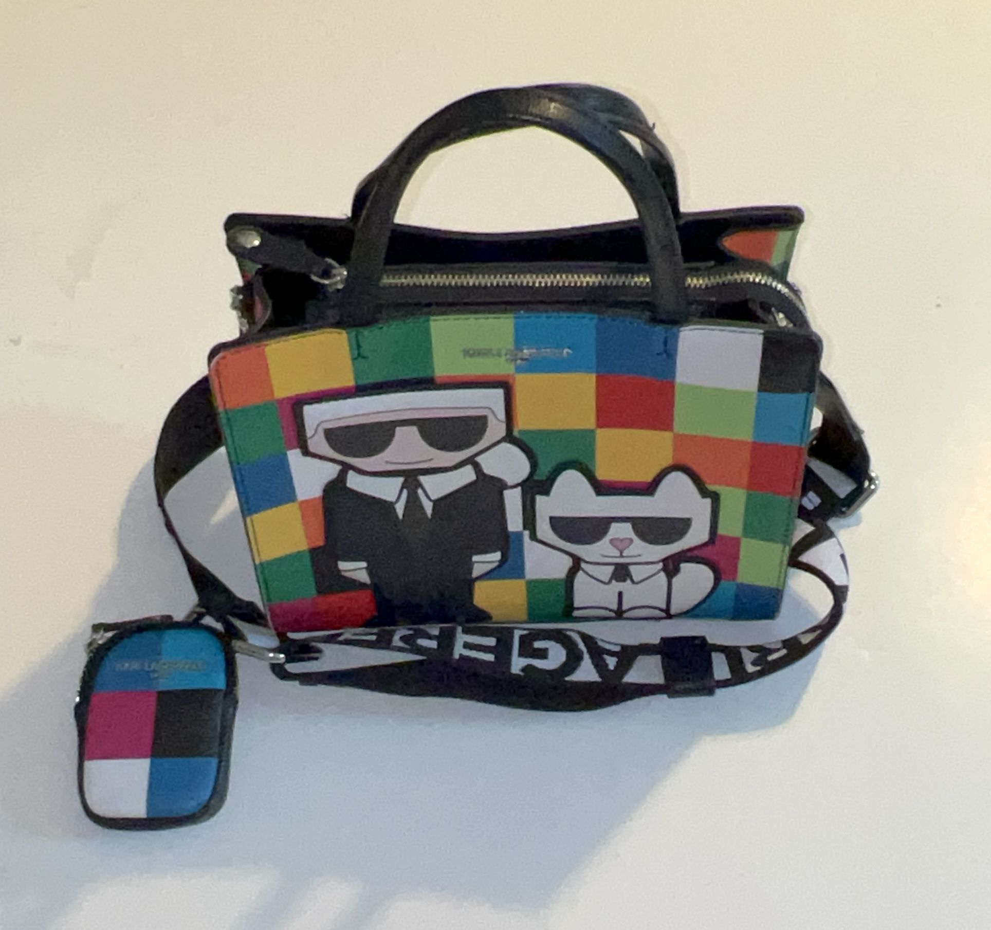 Karl Lagerfeld Paris Crossbody Bag Multi-Color with Pouch.