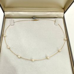 14K Yellow Gold Pearl Necklace 16" long 3.1 grams