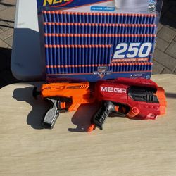 250 Nerf Bullets (New, Unopened) And Bonus: 2 Nerf Guns