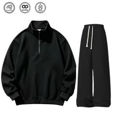 Men’s Half-Zip Hoodie & Sweatpants Set – Fleece-Lined Tracksuit | Hoodie or Sweatpants Available Separately