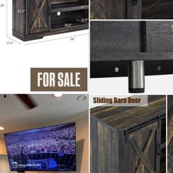 66x28” Farmhouse TV stand for up to 75 inch Tv's Entertainment center, sliding barn doors, adjustable.