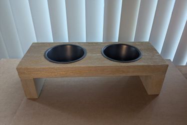 Raised Wood Pet Feeder with 2 bowls