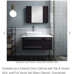 Lucera 35" Wall Hung Single Bathroom Vanity BASE ONLY