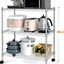 Simple Deluxe Heavy Duty 3-Shelf Shelving with Wheels, Adjustable Storage Units, Steel Organizer Wire Rack,
