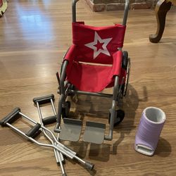 American Girl Doll Wheelchair, Crutches And Cast