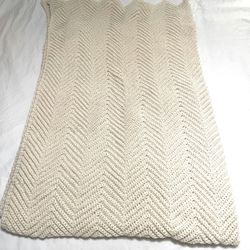 Brand New Made In USA Home Made 84” x 60” Cream Color Afghan. 