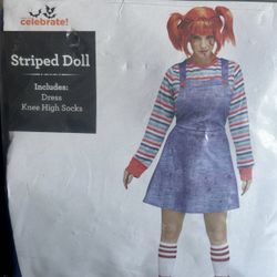 Striped Doll Costume/Brand New/Adult Size XL 16-18