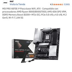 MSI PRO X870E-P Placa base WiFi, ATX - Compatible con procesadores AMD Ryzen 9000/8000/7000, AM5-60A SPS VRM, DDR5 Memory Boost (8200+ MT/s OC), PCle 