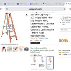 SIMPLI-MAGIC 6-Foot Fiberglass Step Ladder, 250 LBS Capacity – 2024 Upgraded, Anti-Slip Rubber Feet, Lightweight & Durable Ladder for Home, Garage & C