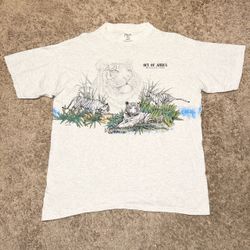 Out Of Africa Zoo Vintage Sensegal White Bengal Tiger Graphic T Shirt Adult XL