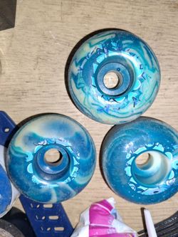 Blue Swirl Skateboard Wheels Set of 3