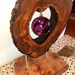 Wood And Glass Art Sculpture 