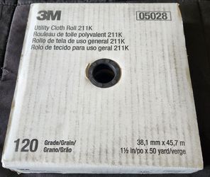 3M 05028 Utility Cloth Sandpaper roll 120 Grit 1 1/2" Width x 50 Yards Length New