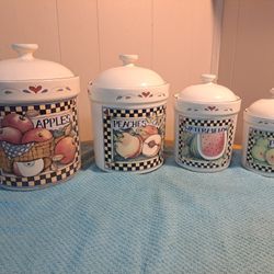 Susan Winget Sunflower 4 Ceramic Kitchen Canisters Thailand 
